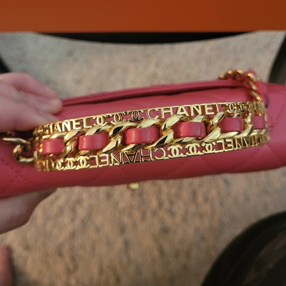 CHANEL Pink Lambskin Mini Flap Bag w/ Top Handle - Picture 13 of 15